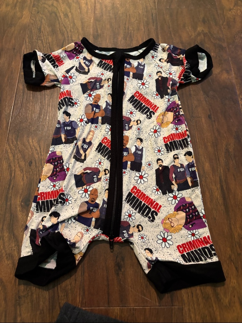 Criminal Minds Print Kids One-Piece Romper - Black Trim Multi